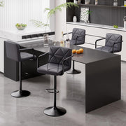 Hawsaiy PU Leather Adjustable Height Bar Stools Set of 2/4 with Footrest and Rubber Ring Base