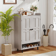 Hawsaiy Entrance Shoe Cabinet with Doors, 6-Tier Farmhouse Shoe Storage Organizer with Adjustable Shelves, Holds 18-24 Pairs, Entryway Shoe Rack Cabinet with Metal Legs