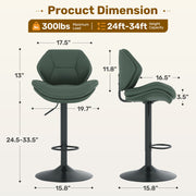 Hawsaiy Swivel Bar Stools Set of 2/4, Adjustable Height Faux Leather Bar Stools with Back, Double-Layer Upholstered Counter Height Bar Chairs for Kitchen Island