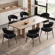 Hawsaiy Dining Chairs Set of 2/4/6, Mid Century Modern Boucle Upholstered Dining Chairs with Curved Backrest, Kitchen Dining Room Chairs with Black Metal Legs