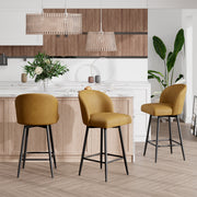 Nalupatio Counter Height Bar Stools Set of 2,360° Swivel Barstools with High Back and Metal Legs,26