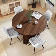 Hawsaiy Extendable Round to Oval Dining Table Set for 4–6, Space-Saving Wooden Table with Hidden Storage, Expandable Dining Table with Upholstered Chairs