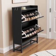 Hawsaiy Slim Entryway Shoe Storage Cabinet with 2/3 Flip Drawers, Narrow Freestanding Shoe Organizer Holds 16–20 Pairs, Space-Saving Wooden Shoe Rack for Hallway, Foyer