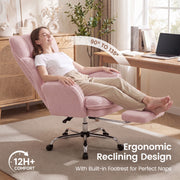 Hawsaiy Cross Legged Office Chair with Flip Armrests，Big and Tall Executive Office Chair, 135° Reclining Criss Cross Chair with Footrest & Lumbar Pillow