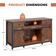 Hawsaiy  Fish Tank Stand with Power Outlet, Fits Up to 100 Gallon Aquarium, 800 lbs Capacity, Sliding Barn Doors, Adjustable Shelves, Storage for Fish Supplies, ETL Certified, Brown