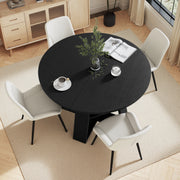 Hawsaiy Extendable Round to Oval Dining Table Set for 4–6, Space-Saving Wooden Table with Hidden Storage, Expandable Dining Table with Upholstered Chairs