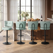 Hawsaiy Vintage Bar Stools Set of 2, Adjustable Swivel Counter Height Barstools, Tufted Faux Leather Kitchen Island Chairs with Footrest