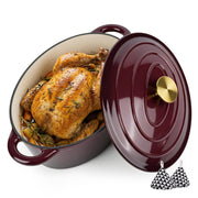 Hawsaiy Enameled Oval Dutch Oven Pot with Lid and Dual Handles, Cast Iron Dutch Oven for Cooking, Bread Baking, Non-stick Enamel Coated Cookware