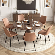 Hawsaiy PU Leather Dining Chairs Set of 2/4/6, Upholstered Kitchen Chairs with Crossed Metal Legs, Armless Side Chairs for Dining Room, Kitchen, Living Room