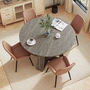 Hawsaiy Extendable Round to Oval Dining Table Set for 4–6, Space-Saving Wooden Table with Hidden Storage, Expandable Dining Table with Upholstered Chairs