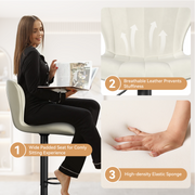 Nalupatio Modern Bar Stools Set of 2 Faux Leather Upholstered Swivel Barstools,Black