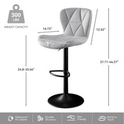 Nalupatio Modern Bar Stools Set of 2, Adjustable Faux Leather Upholstered Swivel Bar Stools, Counter Height Bar Chairs with Back for Kitchen Island, Black