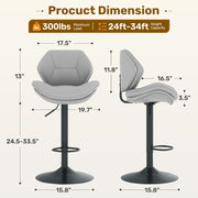 Hawsaiy Swivel Bar Stools Set of 2/4, Adjustable Height Faux Leather Bar Stools with Back, Double-Layer Upholstered Counter Height Bar Chairs for Kitchen Island