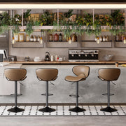 Nalupatio Bar Stools Set of 2, Faux Leather Bar Stools with Back, Chic Swivel Counter Stools with Footrest, Adjustable Kitchen Stools for Kitchen and Bars, Black