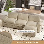 Nalupatio Sectional Sofa with Ottoman, L Shaped Modular Couch Set for Living Room, Comfy Cloud Sleeper Couch, Upholstered Furniture Chenille Sofa Khaki