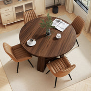 Hawsaiy Extendable Round to Oval Dining Table Set for 4–6, Space-Saving Wooden Table with Hidden Storage, Expandable Dining Table with Upholstered Chairs