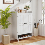 Hawsaiy Entrance Shoe Cabinet with Doors, 6-Tier Farmhouse Shoe Storage Organizer with Adjustable Shelves, Holds 18-24 Pairs, Entryway Shoe Rack Cabinet with Metal Legs