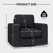 Hawsaiy Swivel Accent Chair, Cozy Linen Reading Chair for Adults, Comfy Single Sofa Chair with Extra Wide Armrests, Mid-Century Modern Arm Chair for Living Room, Bedroom, Office