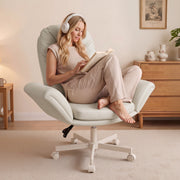 Hawsaiy Criss Cross Office Chair with Flip-Up Arms, Ergonomic Cross Legged Desk Chair, PU Leather Executive Computer Chair, 135° Reclining Plush Cushion, Pet-Friendly