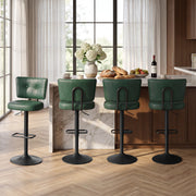 Hawsaiy Vintage Bar Stools Set of 2, Adjustable Swivel Counter Height Barstools, Tufted Faux Leather Kitchen Island Chairs with Footrest