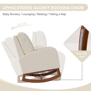 Hawsaiy Comfortable Velvet Nursery Rocking Chair with Padded Seat & High Backrest