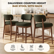 Hawsaiy Counter Height Bar Stools Set of 2/4, Mid Century Modern Boucle Barstools with Solid Wood Frame, Upholstered Kitchen Island Stools with Backrest & Footrest