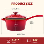 Hawsaiy 2 QT Cast Iron Sauce Pan with Lid, Enameled Cast Iron Saucepan with Solid Stainless Steel Knob, Even Heating & Self-Basting, Oven Safe up to 500℉, Compatible with All Stovetops