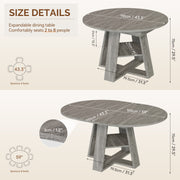 Hawsaiy 43.3-59 in Extendable Oval Dining Table for 4-6, Space-Saving Round Kitchen Table with Hidden Leaf Storage & Bottom Shelf for Small Space