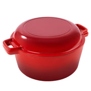 Hawsaiy 2-in-1 Cast Iron Dutch Oven Pot, Enameled Pots with Lid for Bread Baking, Cooking, Stewing, Heavy-Duty & Nonstick, Oven Safe up to 500°F, Dual Handles, Works on All Stovetops
