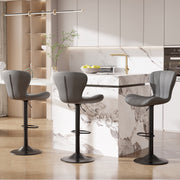 Nalupatio Modern Bar Stools Set of 2 Faux Leather Upholstered Swivel Barstools,Black