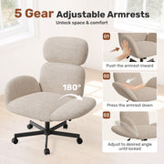 Hawsaiy Criss Cross Office Chair with Flip-Up Arms, Wide Seat Desk Chair with Adjustable Headrest, 135° Reclining Ergonomic Office Chair with Plush Fabric Cushion