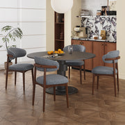 Hawsaiy Wooden Dining Chairs Set of 2, Mid-Century Upholstered Chenille Dining Chairs with Solid Wood Legs, Comfortable Kitchen Chairs for Dining Room