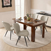 Hawsaiy Extendable Dining Table Set for 4, Shell Back Upholstered Dining Chairs, Farmhouse Kitchen Dining Room Set, Hidden Leaf Dining Table Seats 6-8
