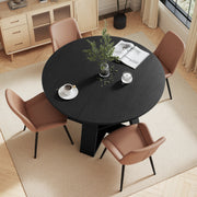 Hawsaiy Extendable Round to Oval Dining Table Set for 4–6, Space-Saving Wooden Table with Hidden Storage, Expandable Dining Table with Upholstered Chairs