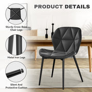 Nalupatio Modern Dining Chairs Set of 2, PU Leather Dining Room Chairs with Waterproof Surface and Metal Legs for Kitchen Restaurant and Living Room, Dark Blue