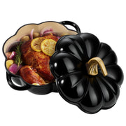 Hawsaiy 4.5 QT Pumpkin Shaped Cast Iron Dutch Oven, 360° Uniform Heating, Enameled Cast Iron Pot with Lid, Suitable for Most Stoves, Festive Cookware