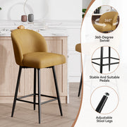 Hawsaiy Counter Height Bar Stools Set of 2/4,360° Swivel Barstools with High Back and Metal Legs,27.10