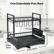 Hawsaiy 2-Tier Dish Rack with Utensil Holder & Drainboard - Rustproof Kitchen Dish Drying Rack, Space Saving Design for Countertop