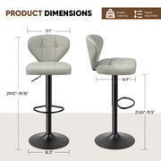 Nalupatio Bar Stools,PU Leather Adjustable Swivel Barstools Kitchen Counter Height Bar Stools, Hydraulic for Kitchen Counter Height, Square Island Backed Bar Stools,Black,Set of 2