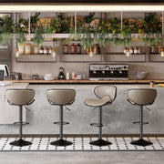 Nalupatio Bar Stools Set of 2, Faux Leather Bar Stools with Back, Chic Swivel Counter Stools with Footrest, Adjustable Kitchen Stools for Kitchen and Bars, Black