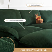 Nalupatio Sectional Sofa with Ottoman, L Shaped Modular Couch Set for Living Room, Comfy Cloud Sleeper Couch, Upholstered Furniture Corduroy Sofa Khaki