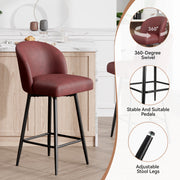 Hawsaiy Counter Height Bar Stools Set of 2/4,360° Swivel Barstools with High Back and Metal Legs,27.10
