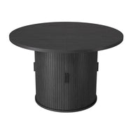 Hawsaiy Round Dining Table for 2 with Sliding Door Storage Base, Space-Saving Waterproof Scratch-Resistant Wood Top, Modern Farmhouse Kitchen Table