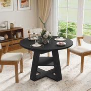 Hawsaiy 43.3-59 in Extendable Oval Dining Table for 4-6, Space-Saving Round Kitchen Table with Hidden Leaf Storage & Bottom Shelf for Small Space