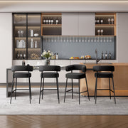 Hawsaiy Counter Height Bar Stools Set of 2, Pelletized Velvet Upholstered Modern Counter Stool,Low Back Barstools, Velvet Bar Chairs with Metal Legs,Beige