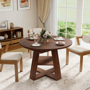 Hawsaiy 43.3-59 in Extendable Oval Dining Table for 4-6, Space-Saving Round Kitchen Table with Hidden Leaf Storage & Bottom Shelf for Small Space