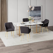 Hawsaiy Modern Accent Dining Chairs Set of 2,Upholstered Linen Fabric Living Room Chairs,Comfy Accent Chair with Metal Legs for Kitchen Dining Room Bedroom Reading Room Waiting Room