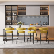 Hawsaiy Counter Height Bar Stools Set of 2, Pelletized Velvet Upholstered Modern Counter Stool,Low Back Barstools, Velvet Bar Chairs with Metal Legs,Beige