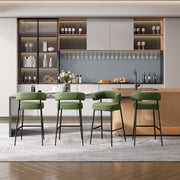 Hawsaiy Counter Height Bar Stools Set of 2, Pelletized Velvet Upholstered Modern Counter Stool,Low Back Barstools, Velvet Bar Chairs with Metal Legs,Beige