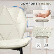 Nalupatio Modern Dining Chairs Set of 2, PU Leather Dining Room Chairs with Waterproof Surface and Metal Legs for Kitchen Restaurant and Living Room, Dark Blue